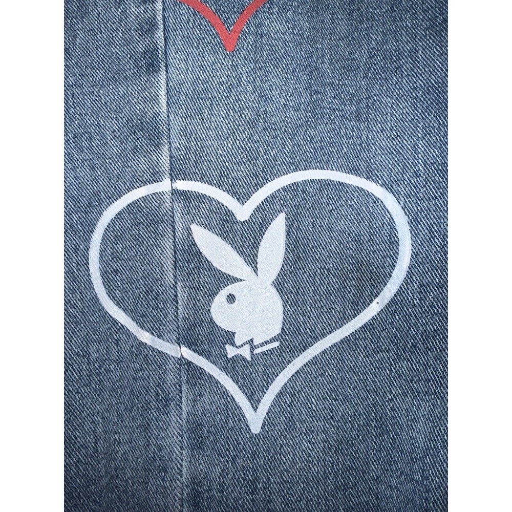 Playboy by PacSun Heart Bunny Light Wash Denim Jeans Womens Size 26 - Picture 14 of 16